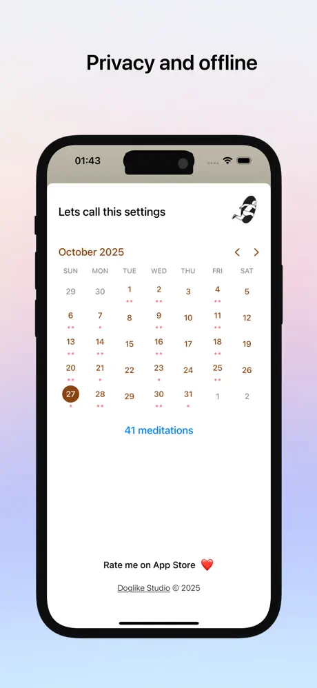 Now Timer — quiet meditation calendar, private and offline