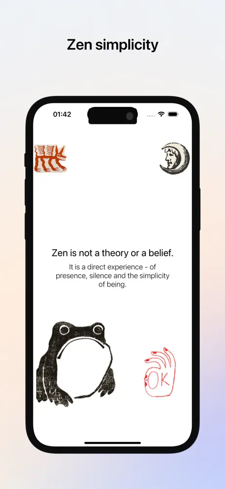 Now Timer — Zen simplicity screen with Hokusai frog